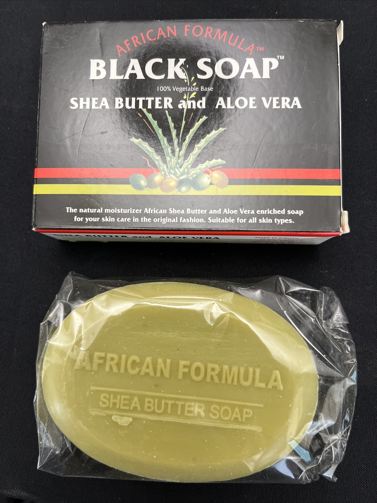 2 Bars-African Black Soap-Shea Butter & Aloe Vera-100% Vegetable Base-3.5 oz