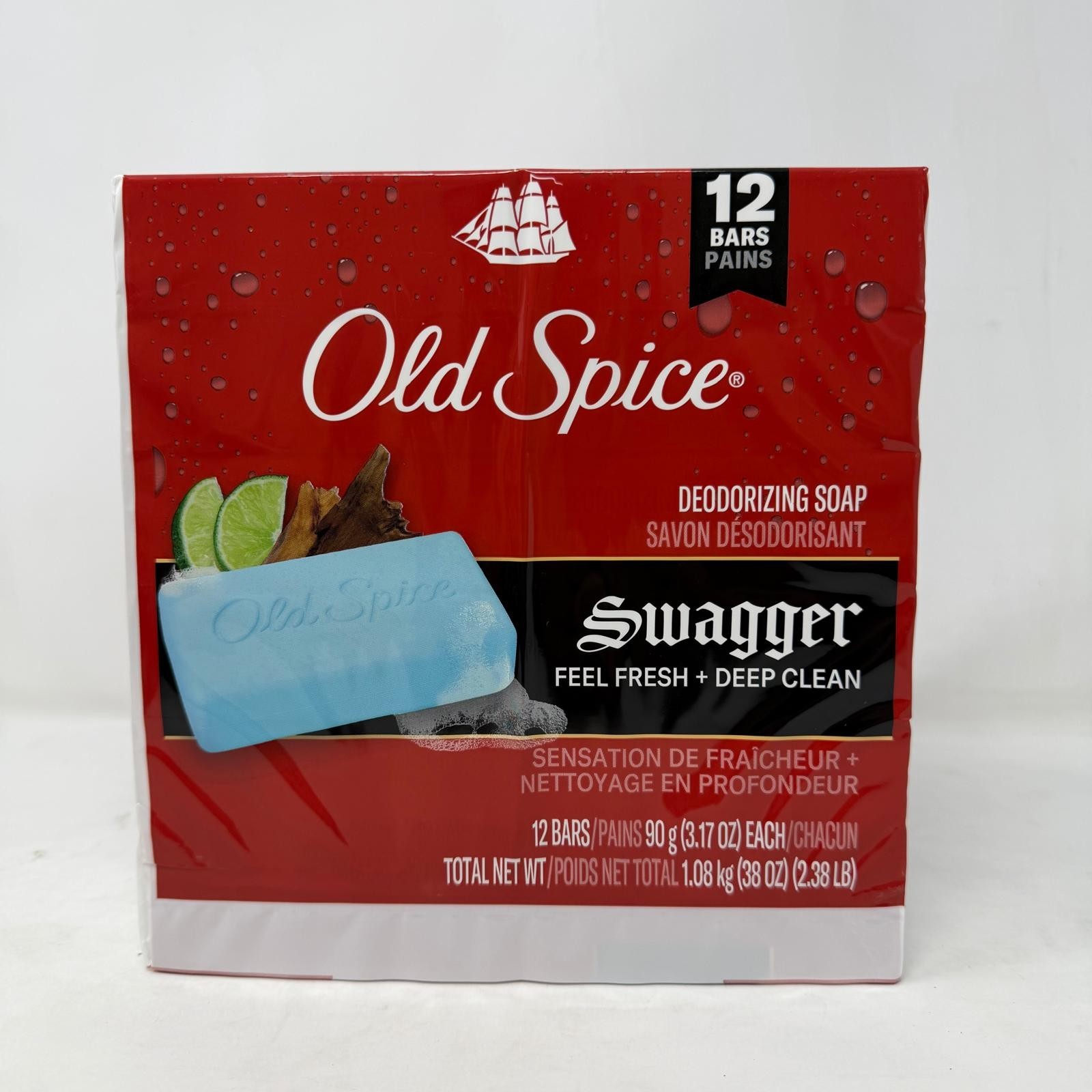 Old Spice Swagger Deodorizing Soap Bars, 3.17oz ea, 12 Count