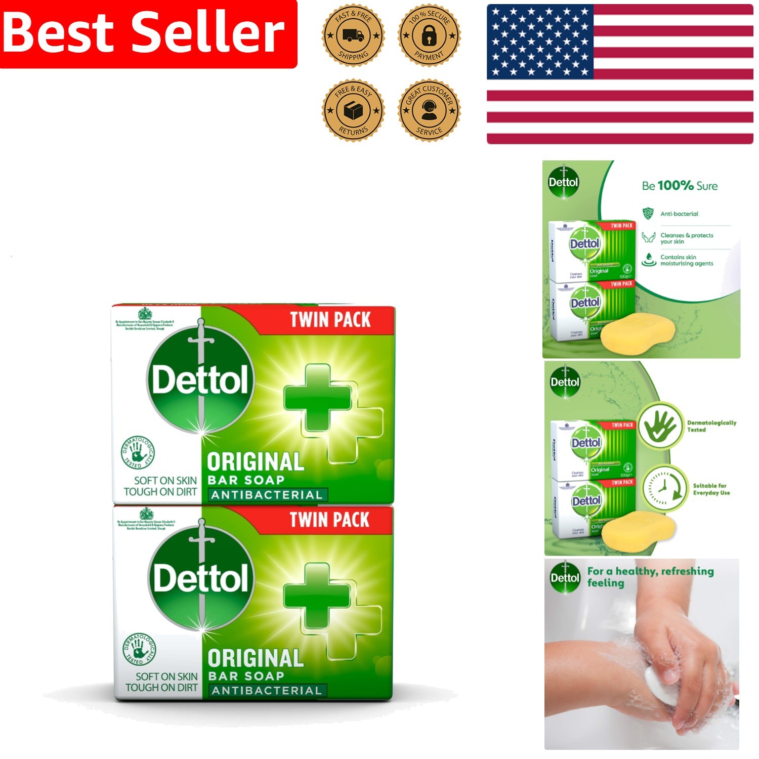 Antibacterial Bar Soap Duo 200g Total Scent Fresh Hygienic Body Cleanse