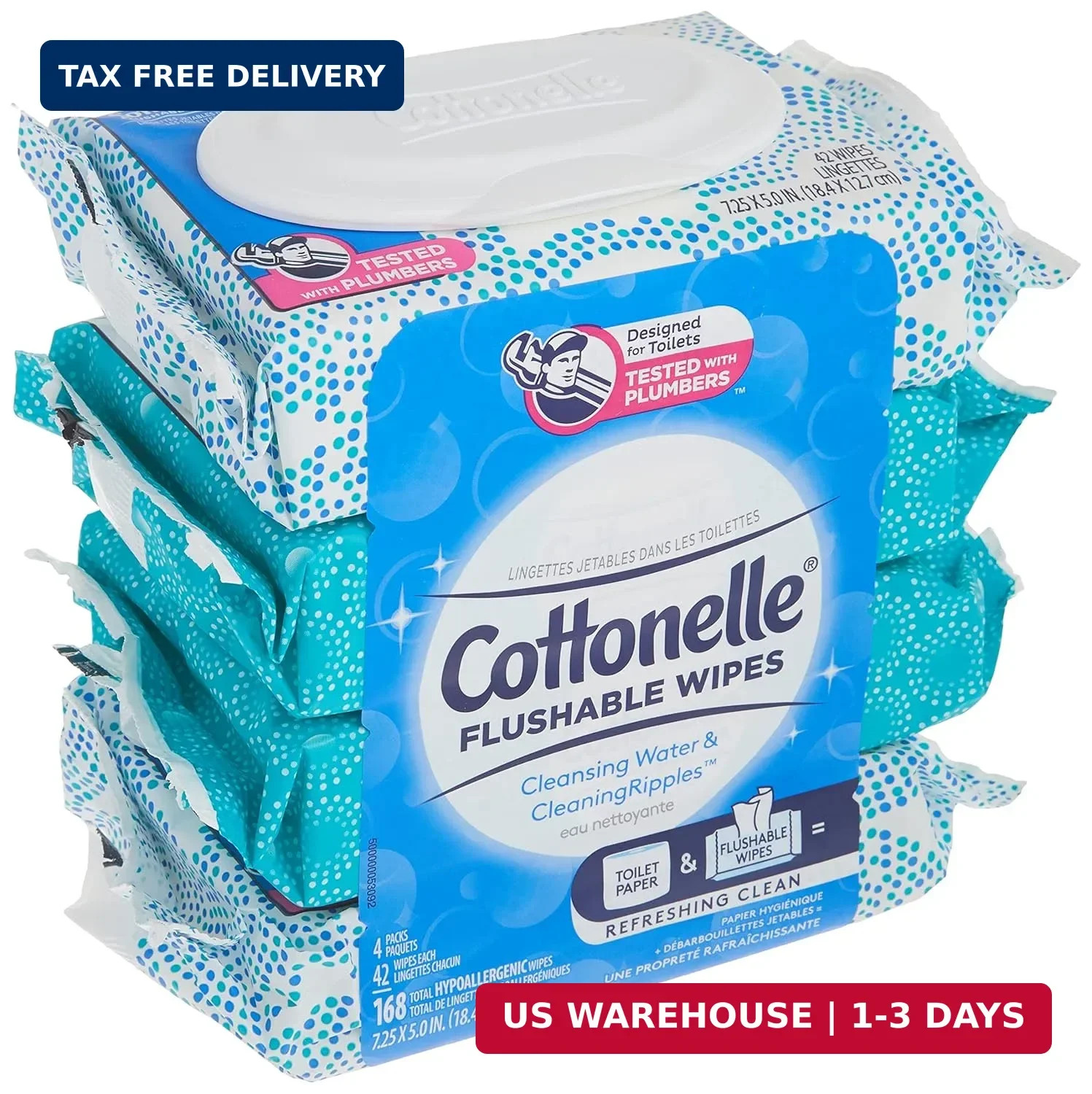 Cottonelle Freshcare Flushable Wipes, 42 Count (Pack of 4)