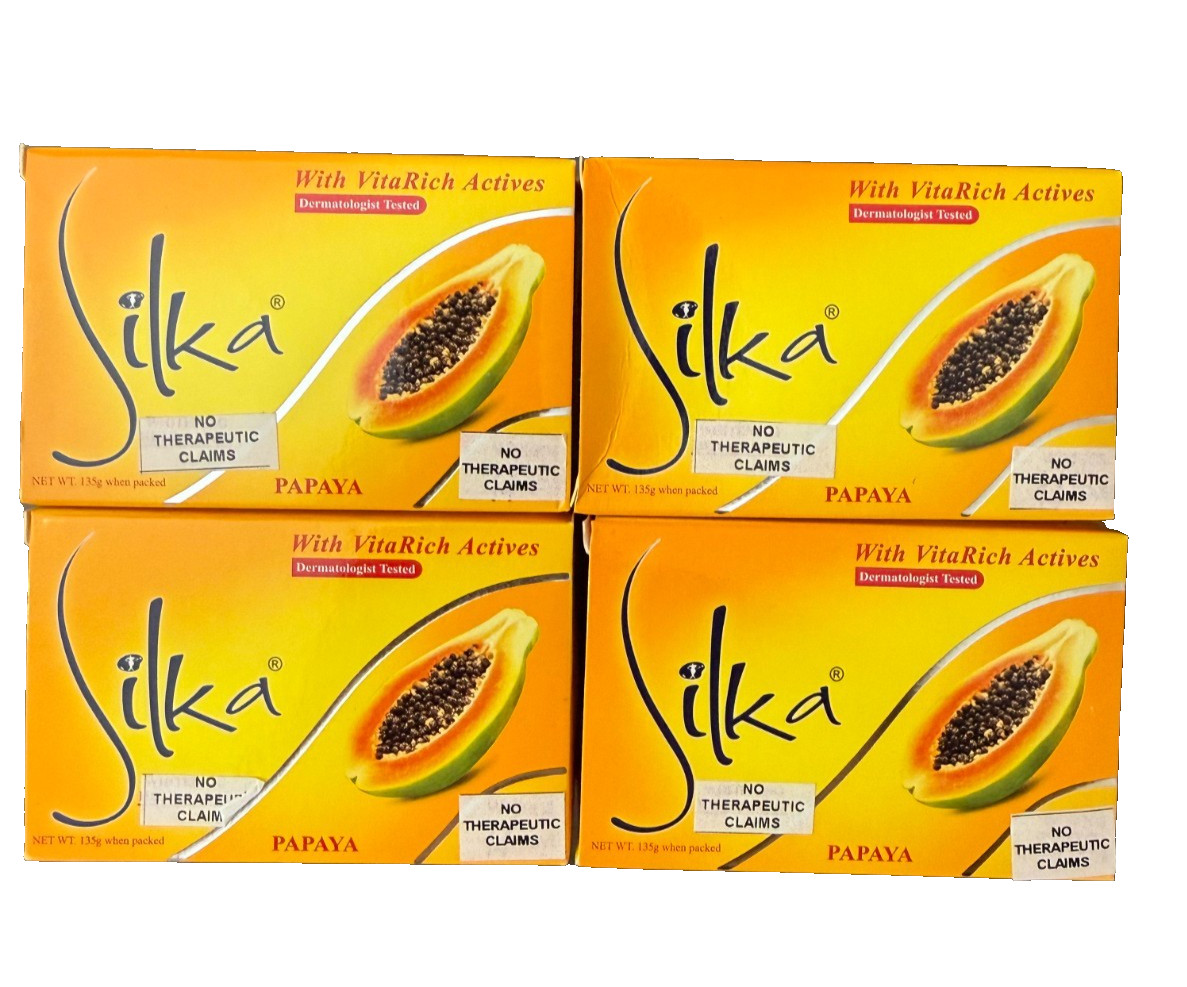 SILKA Whitening Herbal Papaya Soap with VitaRich Actives 135g(LOT OF 4)FREE SHIP