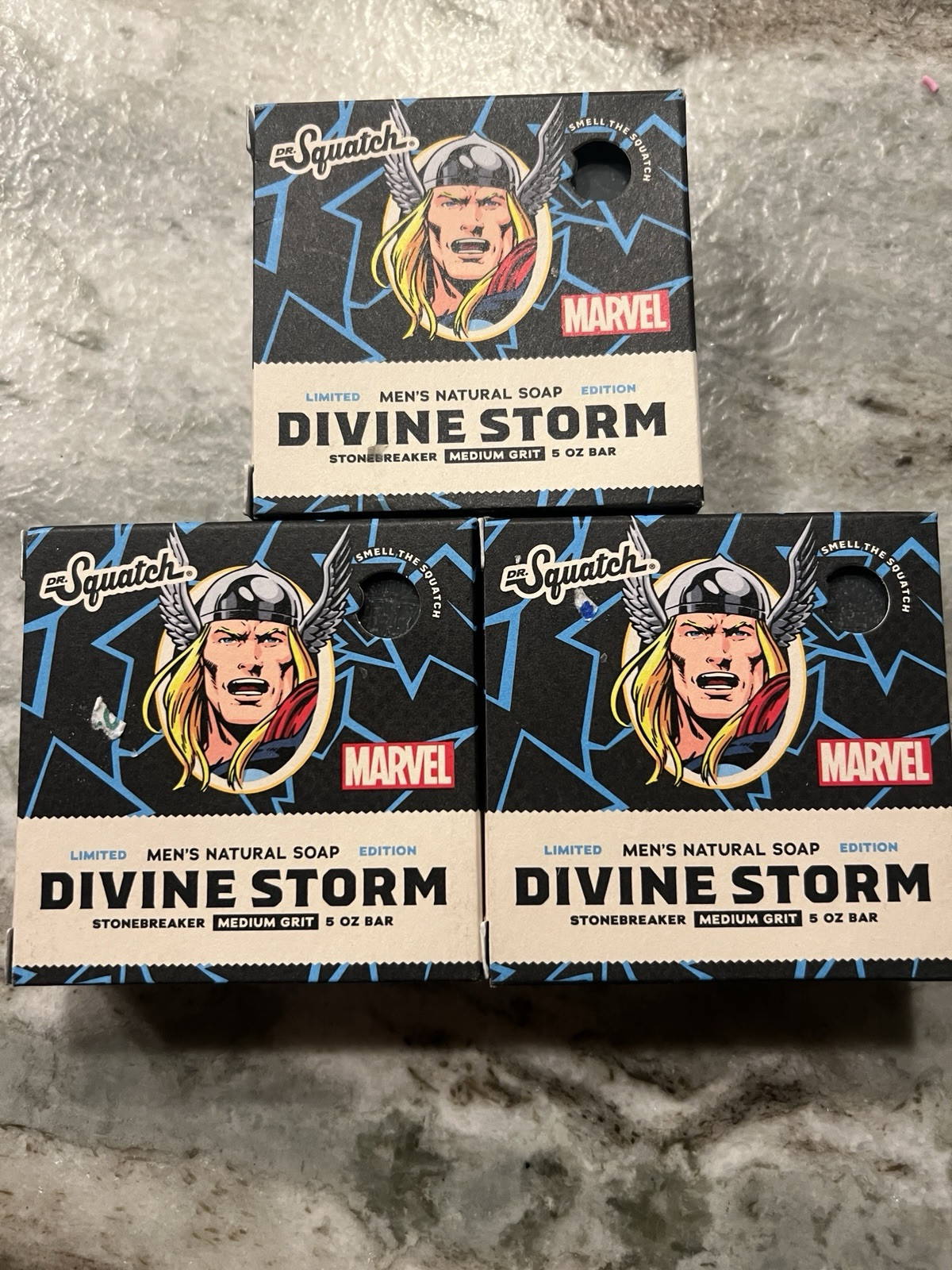 3 Pack Dr Squatch Divine Storm Thor Limited Edition Soap Marvel Avengers