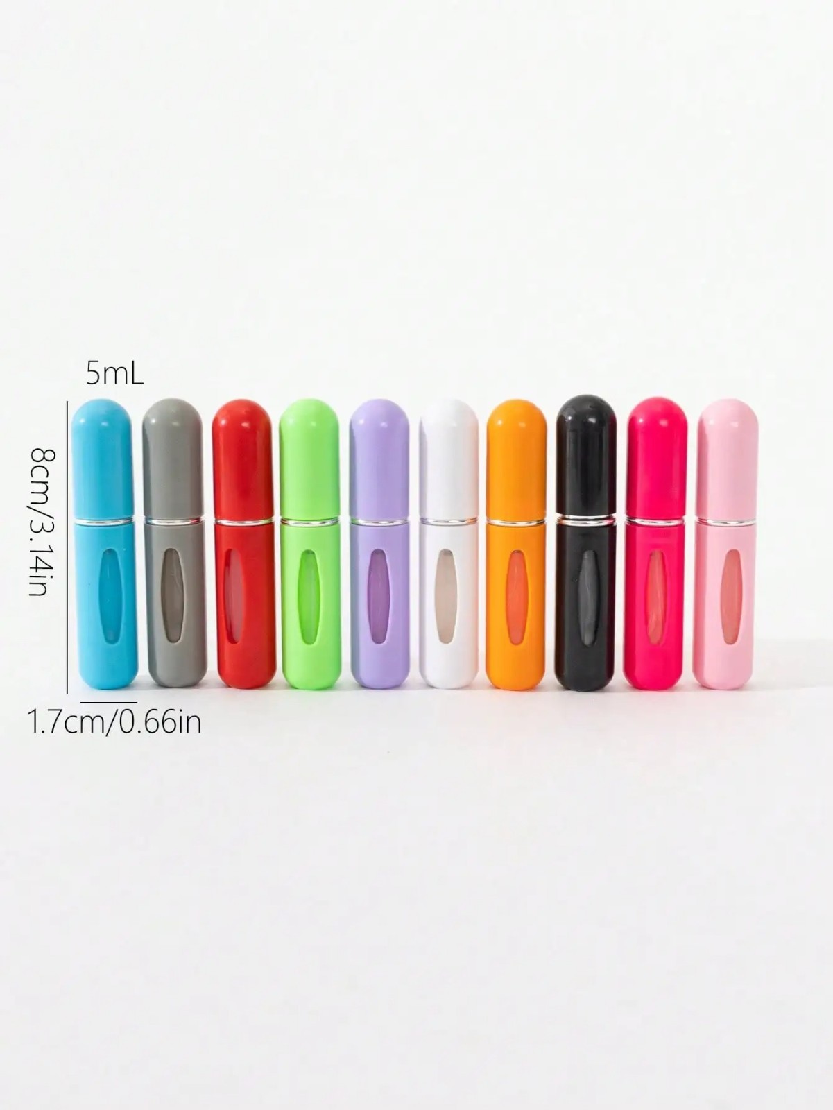 5 Pcs Refillable Travel Portable Perfume Atomizer Bottle Spray Pump Case 5/8 ML