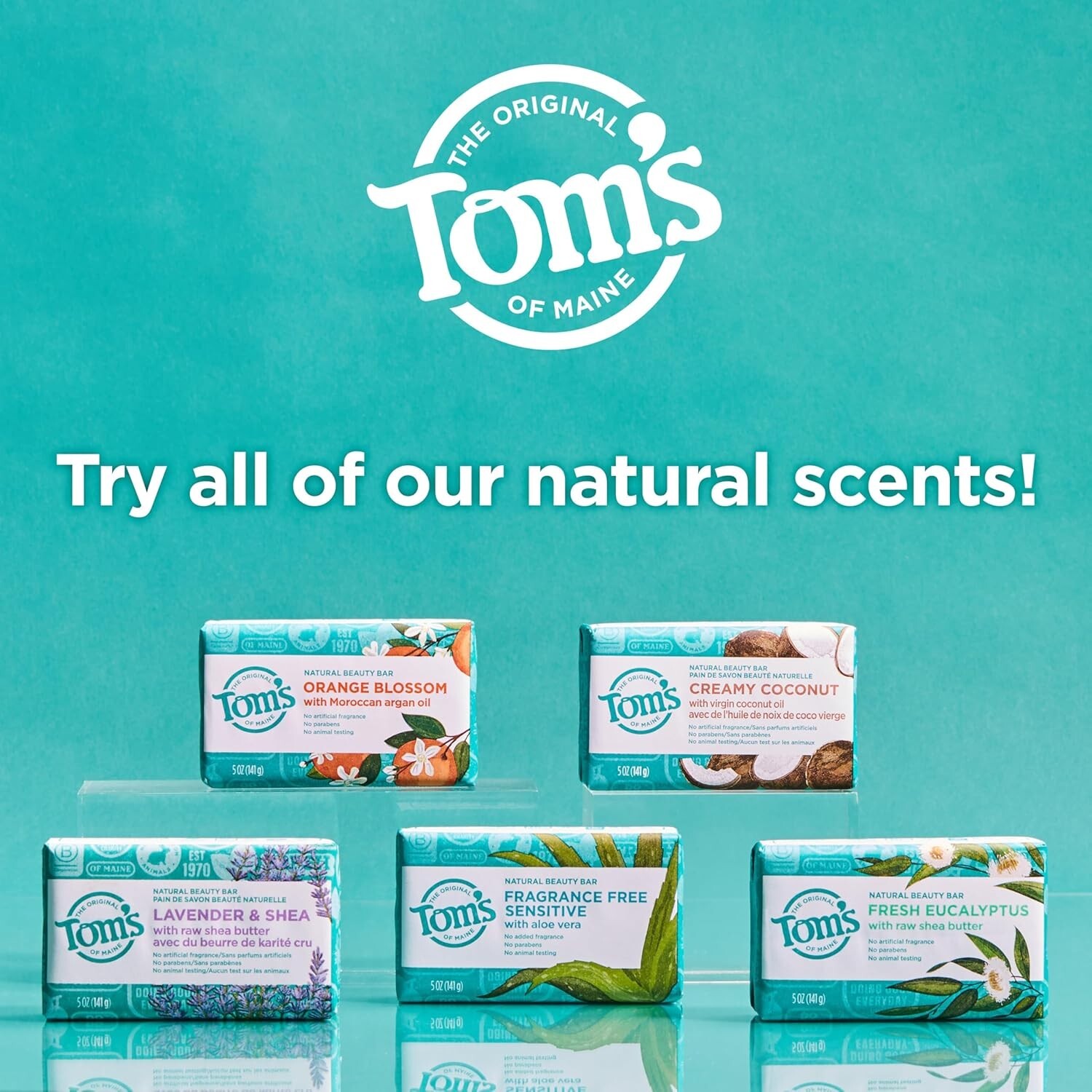 Tom’s of Maine Natural Beauty Bar Soap – Fragrance Free for Sensitive Skin, 6pk