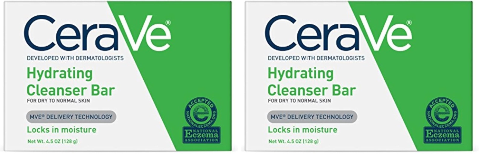 CeraVe Hydrating Cleanser Bar – Soap-Free Body 4.5 Ounce (Pack of 2), GREEN