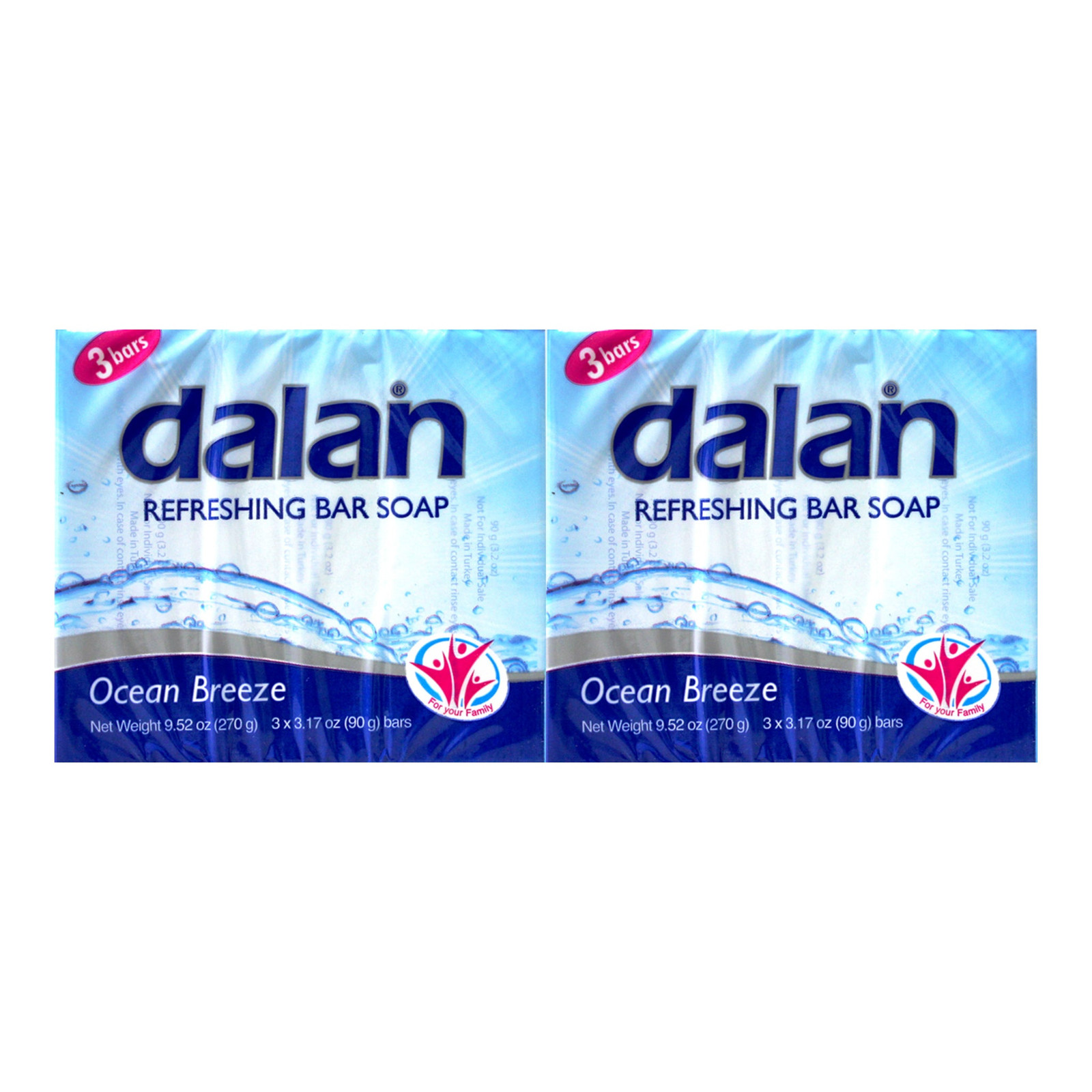 Dalan Antibacterial Refreshing Soap – Ocean Breeze, 6 Bars x 3.17oz Each