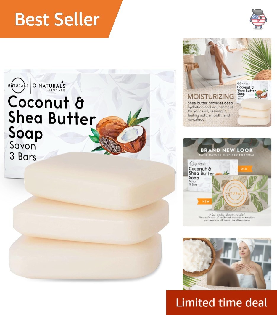 Handmade Soap Bars – 3-Pack Coconut & Shea Butter for All Skin Types