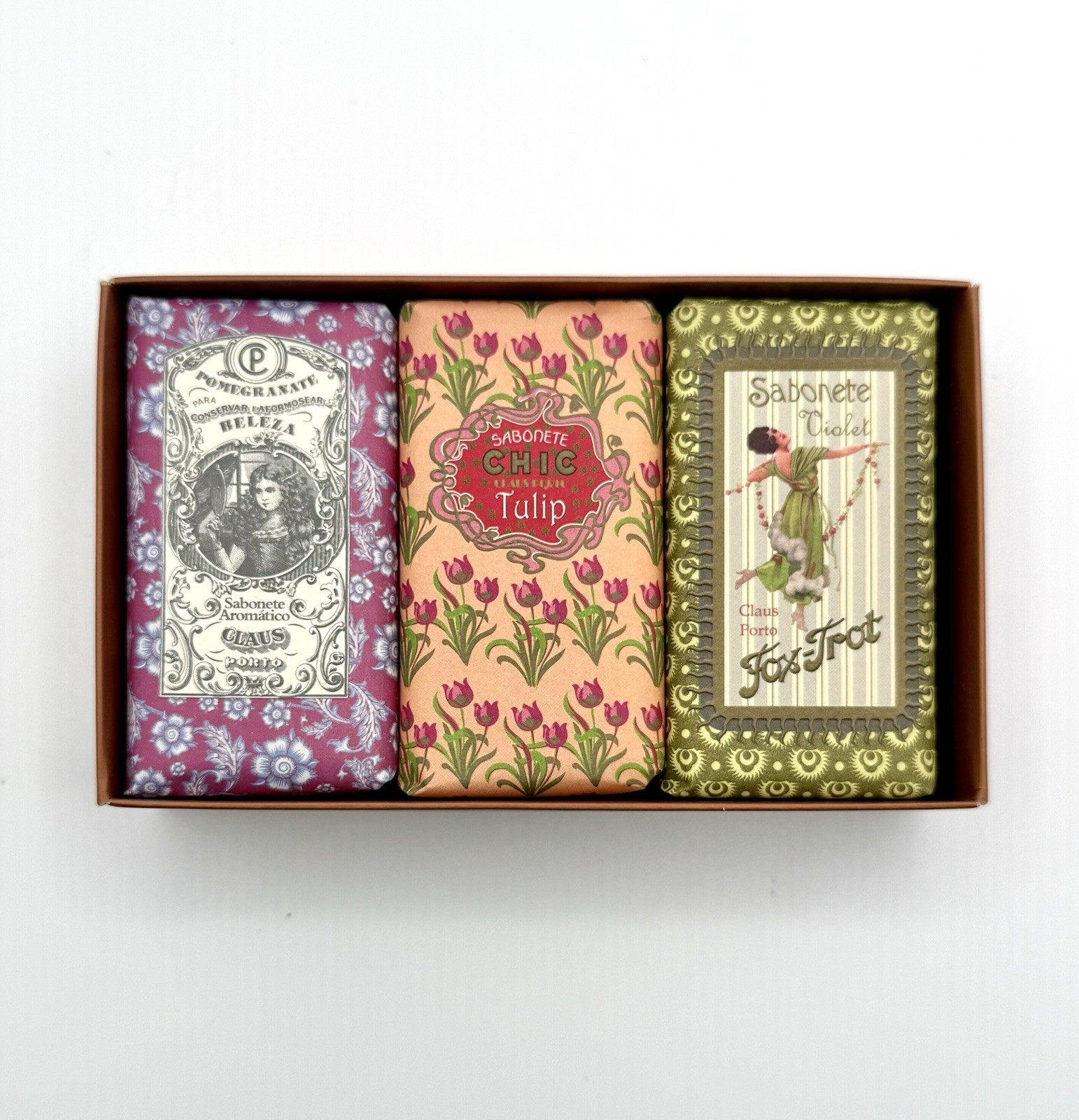Claus Porto Soap Set (3Pk) Vintage Floral Art Deco Pkg. Gift Box As Shown – New