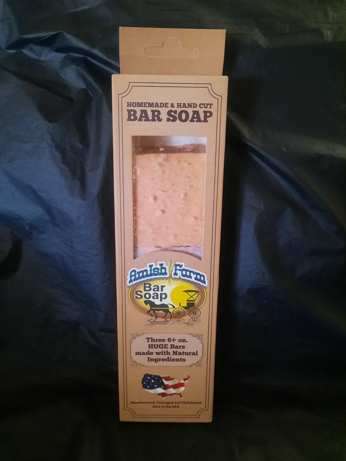 Natural Bar Soap Amish Farms Hand Cut Homemade Crafted Three HUGE 6+ Ounce Bars