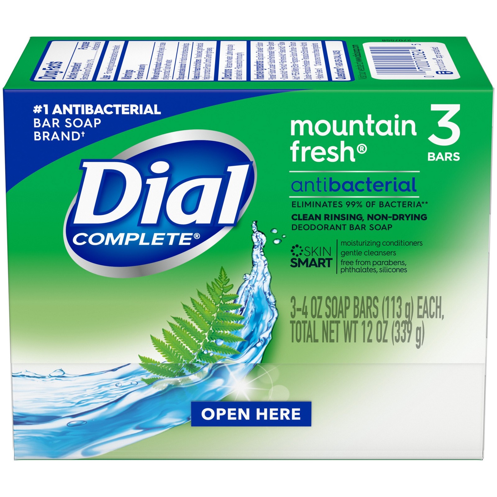 Dial Completee Mountain Fresh Antibacterial Soap 4oz. Bars, 3 Count – Pack of 4