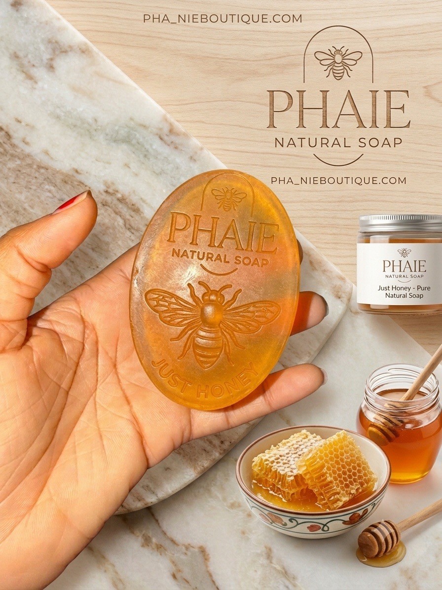 PHAIE Natural Soap Honey Scent Oval Bar Soap for Body & Hands, Women Men Teens