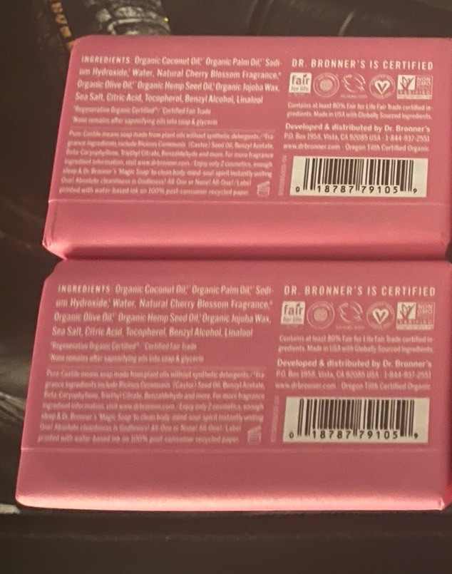 Dr Bronner’s Limited-Edition Organic Cherry Blossom Magic Bar Soap 2 – 5oz Bars
