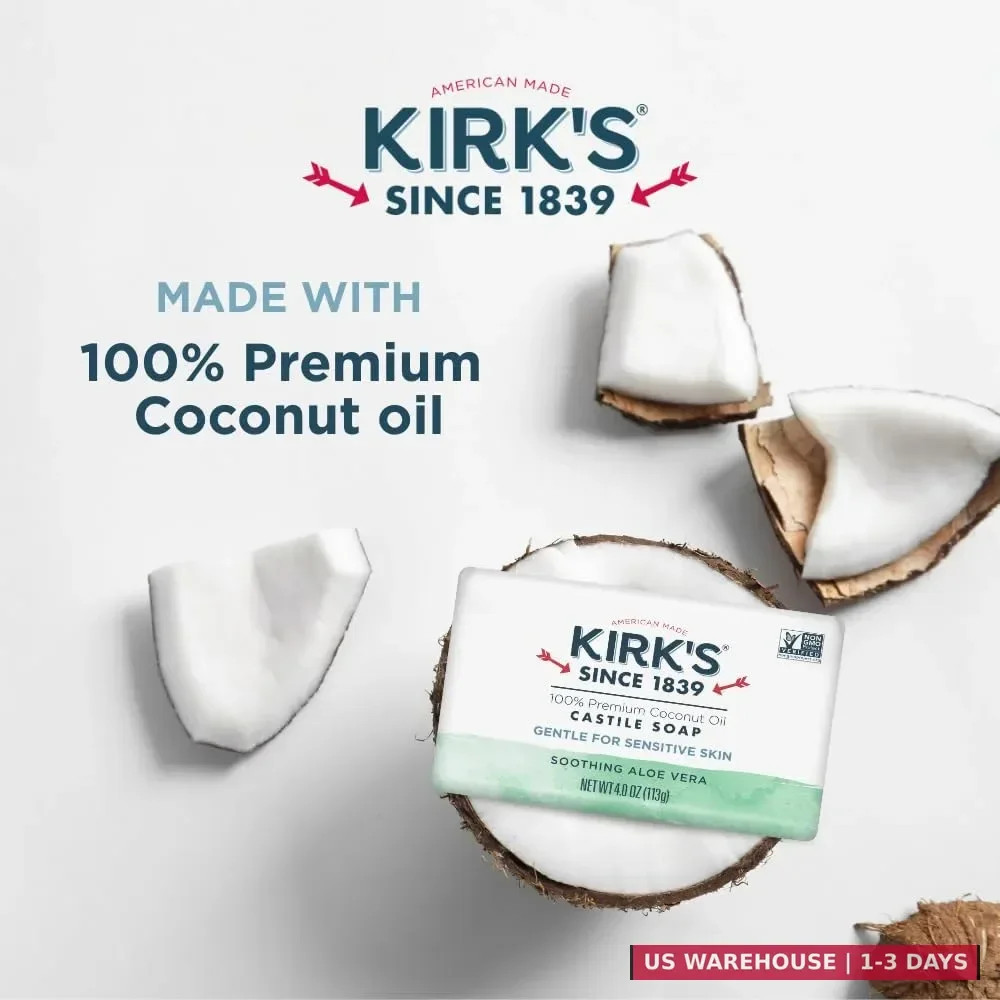 Kirk’s Castile Bar Soap for Men, Women & Children – Made with Premium Coconut Oi