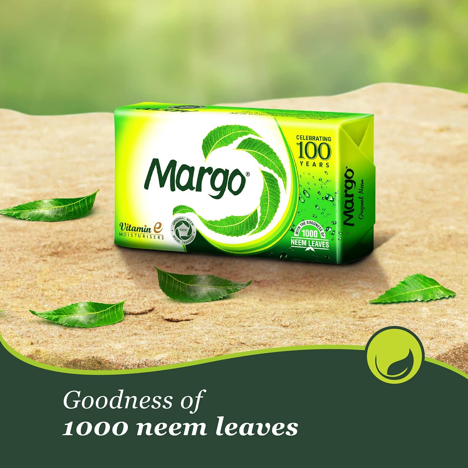 Margo Original Neem Soap 75g X 4, 300 gram With Goodness of 1000 Neem Leaves