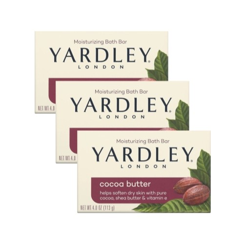 3 Pack Yardley London Cocoa Butter Naturally Moisturizing Bath Bar 4.0 Oz Each