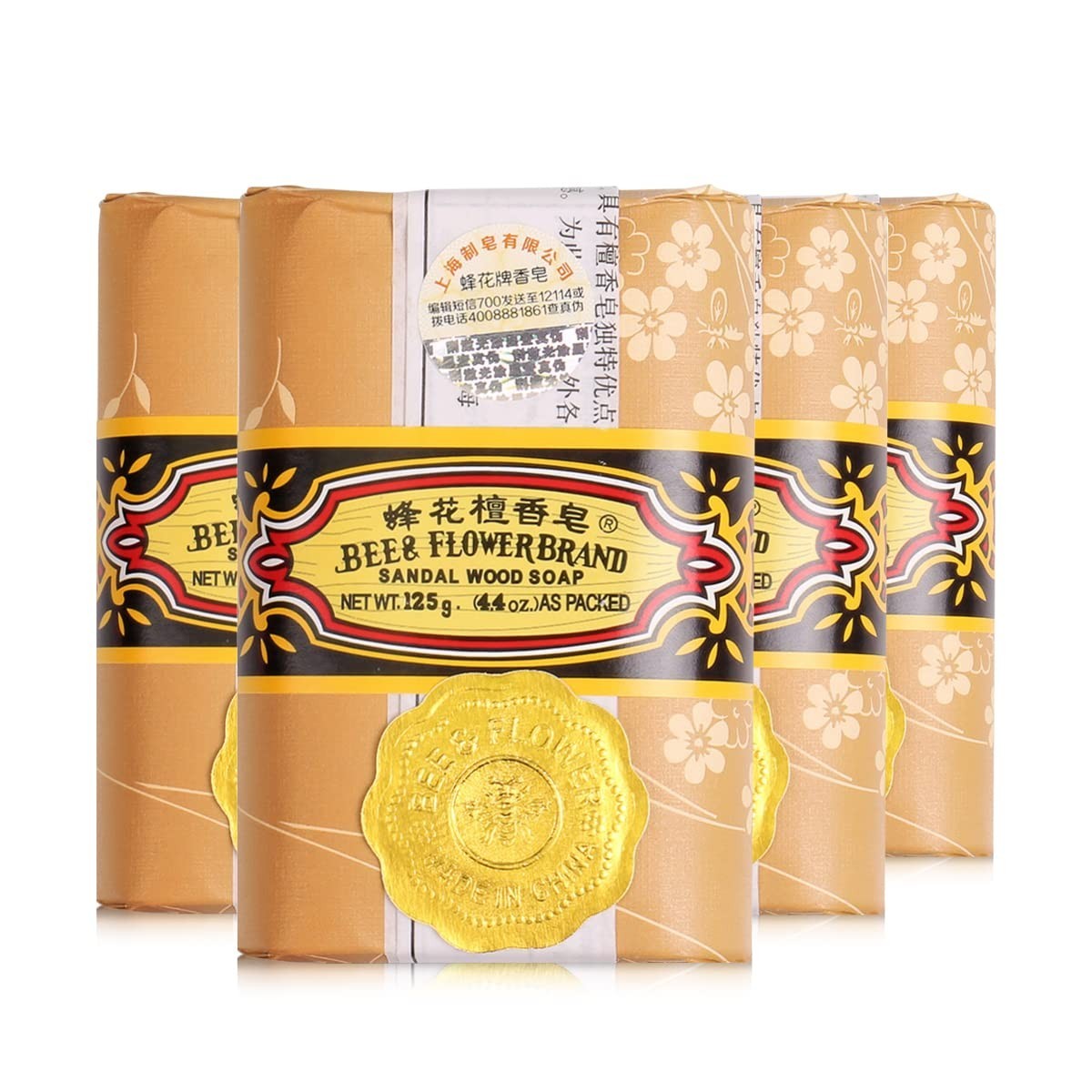 Bee & Flower Soap Sandalwood 4.4 oz Each (Pack of 4)
