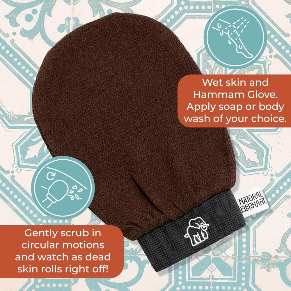 Natural Elephant Moroccan Black Soap 200g (7oz) and Exfoliating Hammam Glove Com