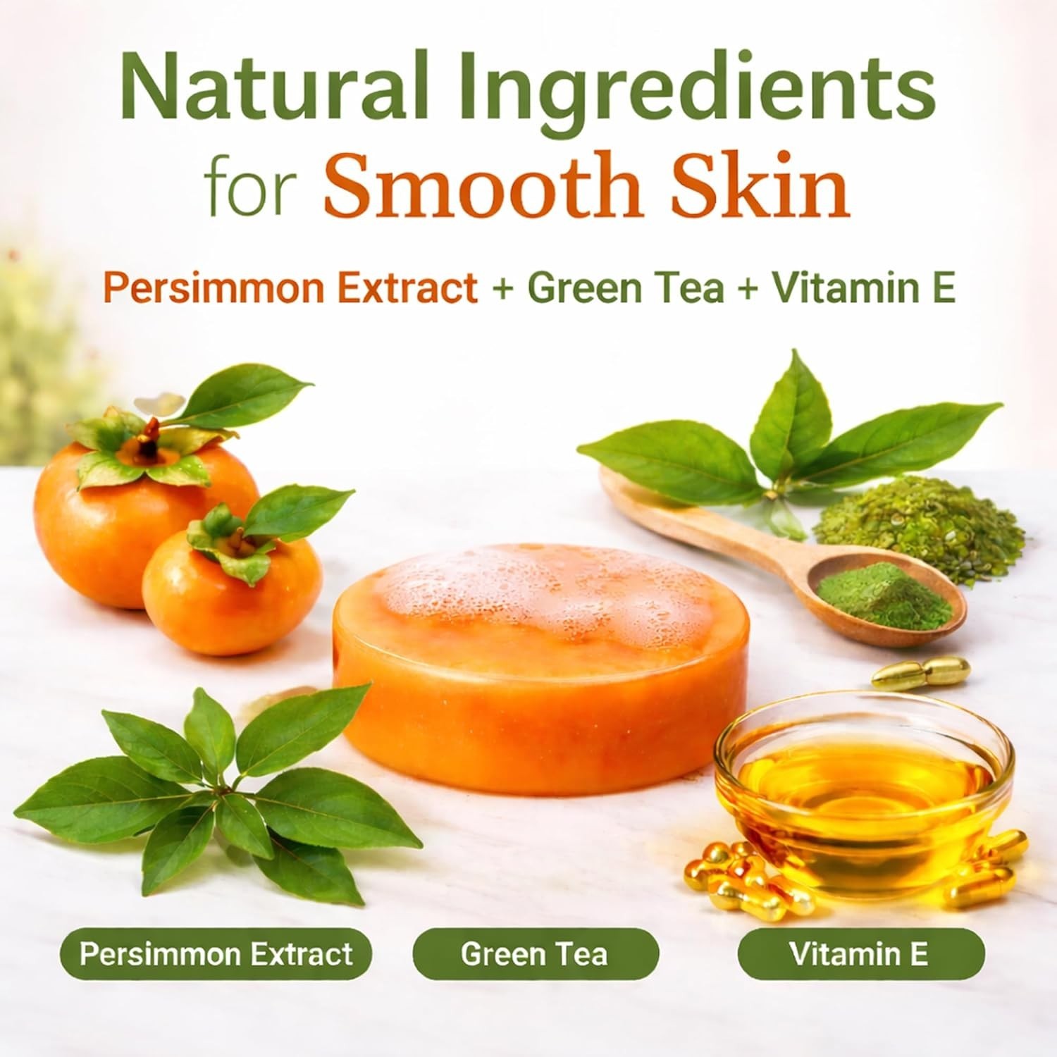 Persimmon Soap for Body Odor, Japanese Persimmon Soap, Contains Green Tea Ext…