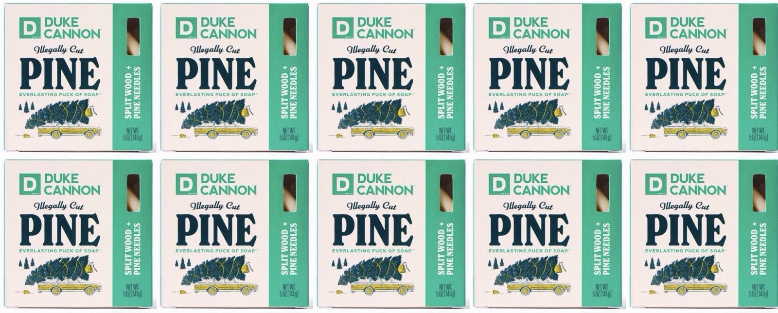 10 Pack: Duke Cannon Bar Soap Illegally Cut Pine Split Wood + Pine Needles – 5oz