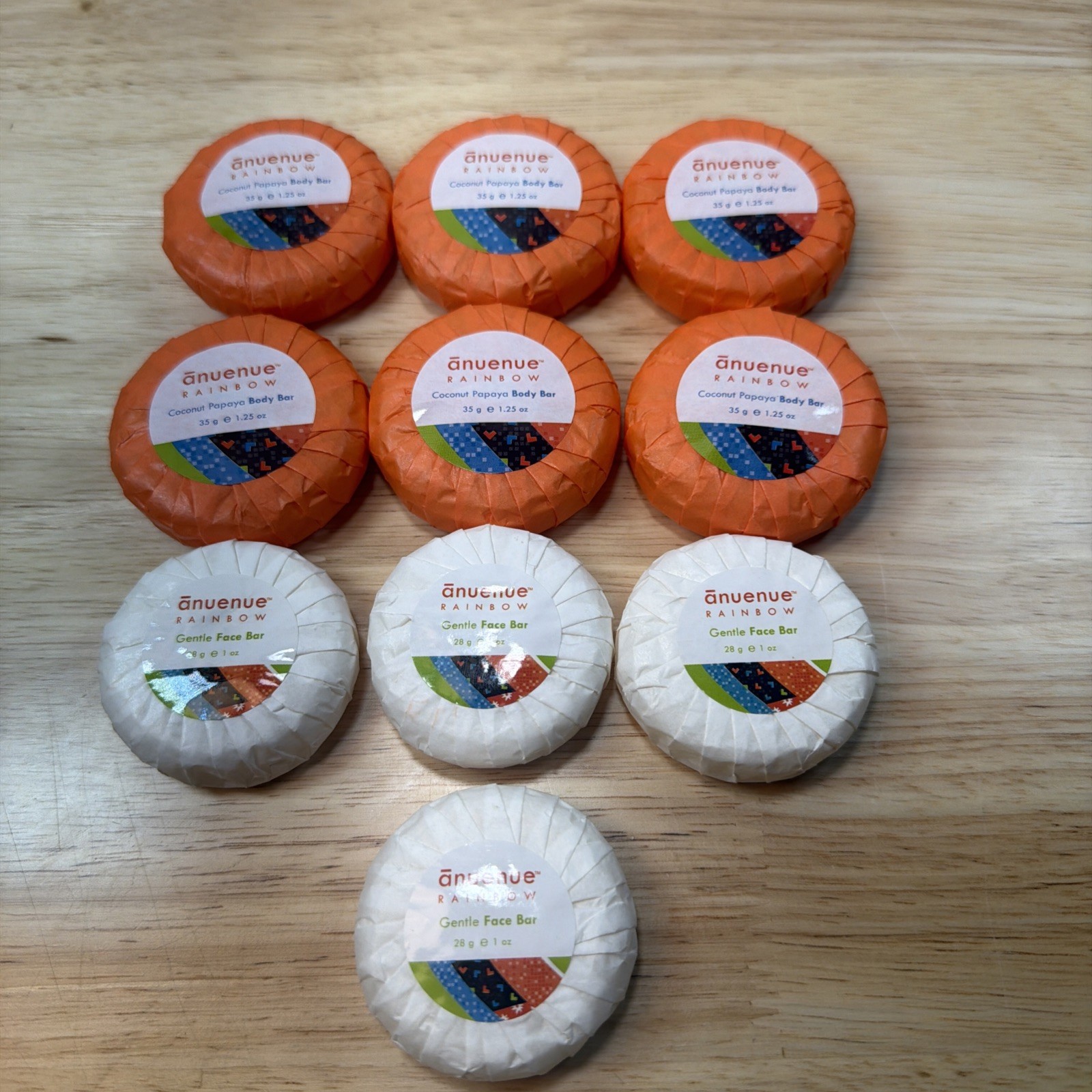 6x Anuenue Rainbow Coconut Papaya, Body Bars (1.25oz) & 4x Face Bars (1oz)