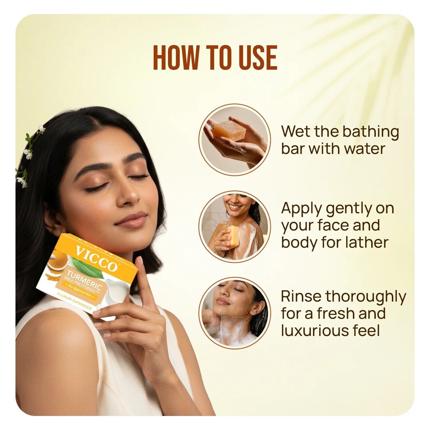 Vicco Turmeric Milk Protein Bath Soap Skin Brightening Moisturizing 100g 4 pack