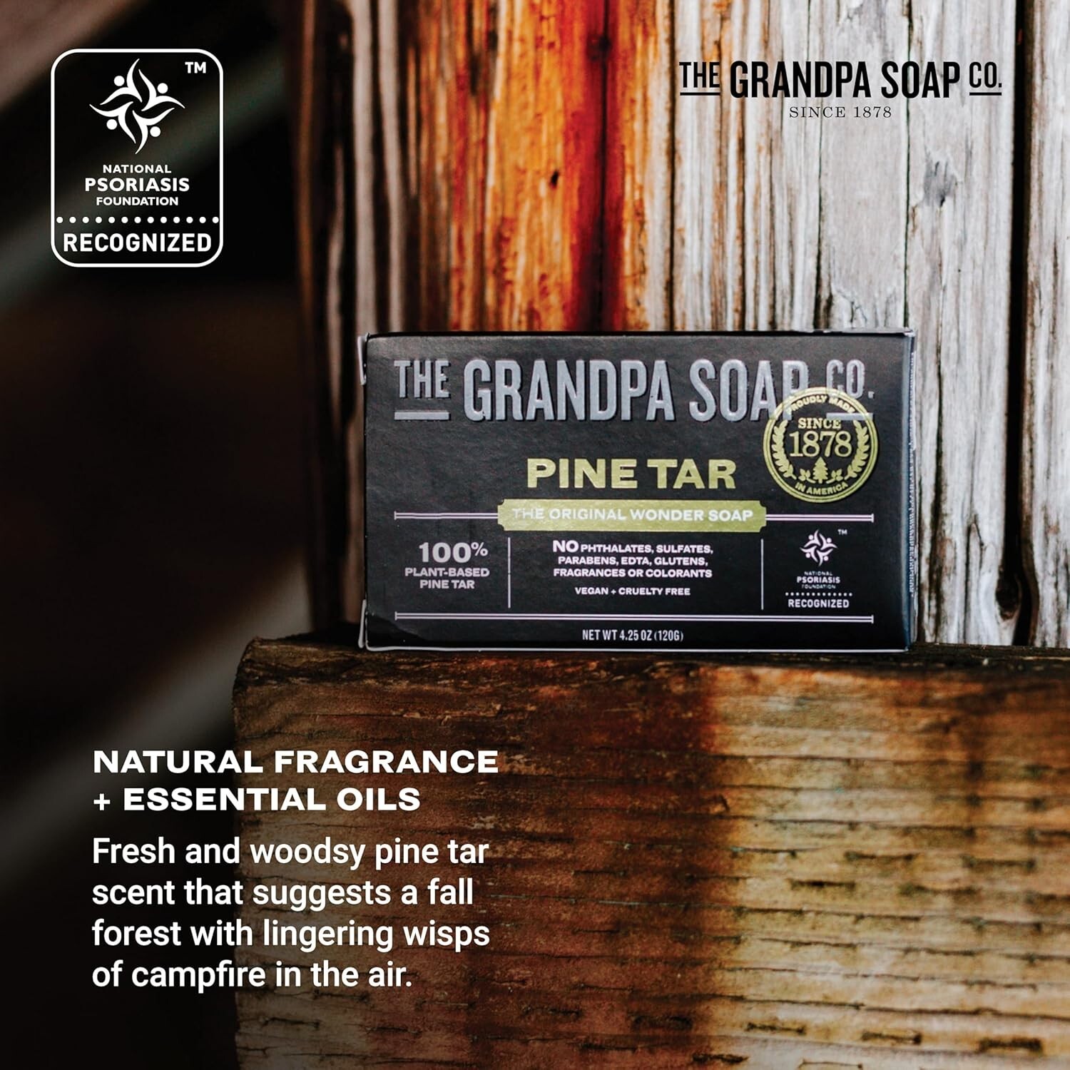 Pine Tar Bar Soap for Men-3in1 Cleanser, Deodorizer & Moisturizer, 8 Pk x 4.25Oz
