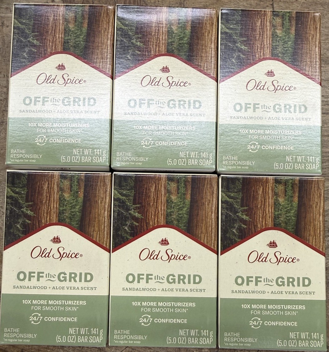 Old Spice OFF THE GRID Bar Soap Sandalwood Aloe 5oz X 6 Bars