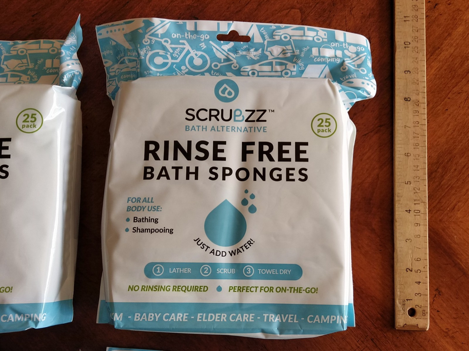 Scrubzz Disposable Rinse Free Bathing Wipes- All-in-1 Single Use-4 X 25=100