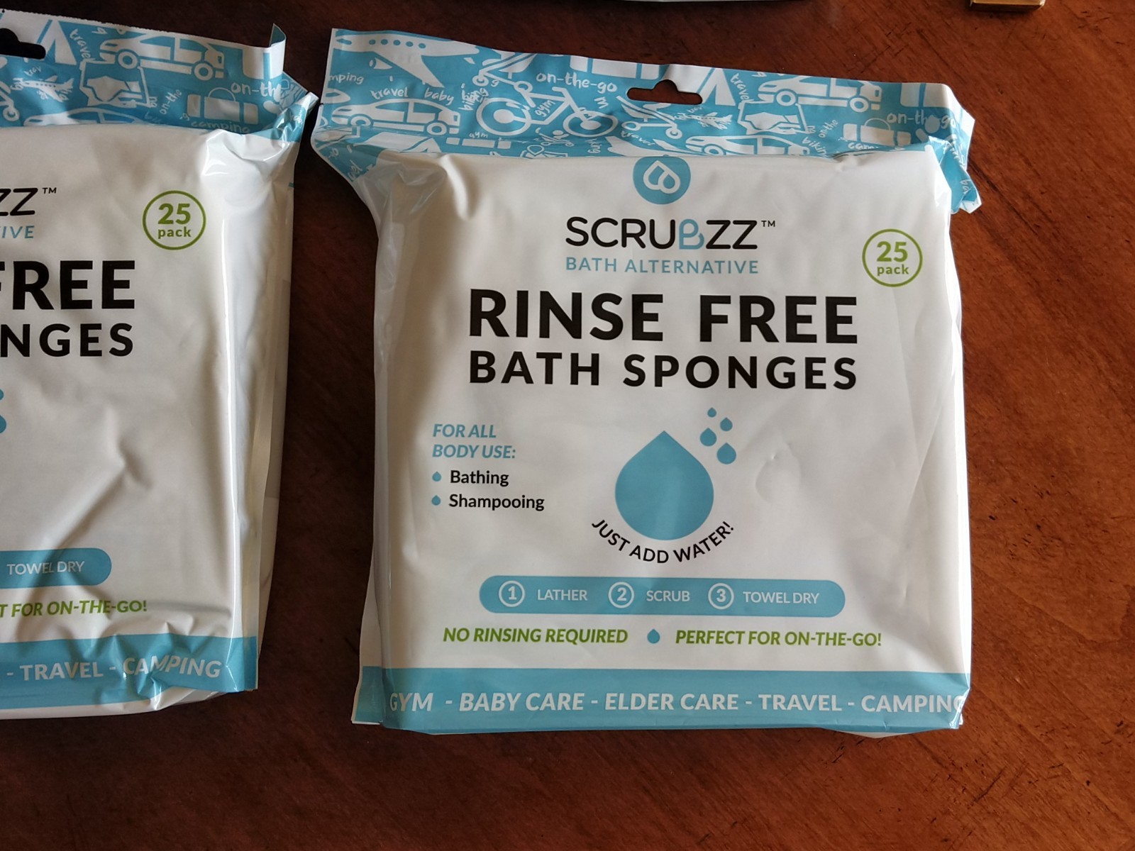 Scrubzz Disposable Rinse Free Bathing Wipes- All-in-1 Single Use-4 X 25=100