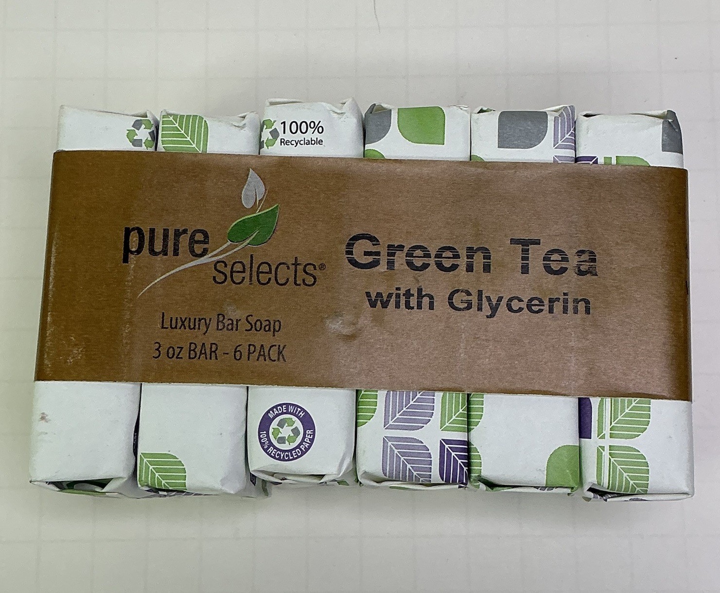 6 Pk Pure Selects Luxury Soap Bars GREEN TEA w/ Glycerin