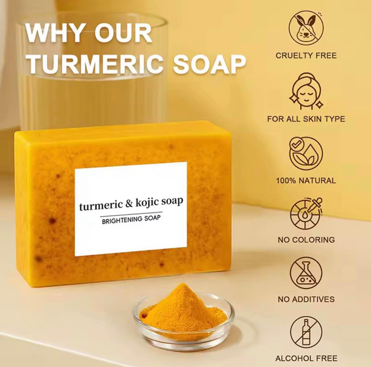 Lemon Turmeric Kojic Acid Brightening Soap 120g Remove Stain On Your Skin