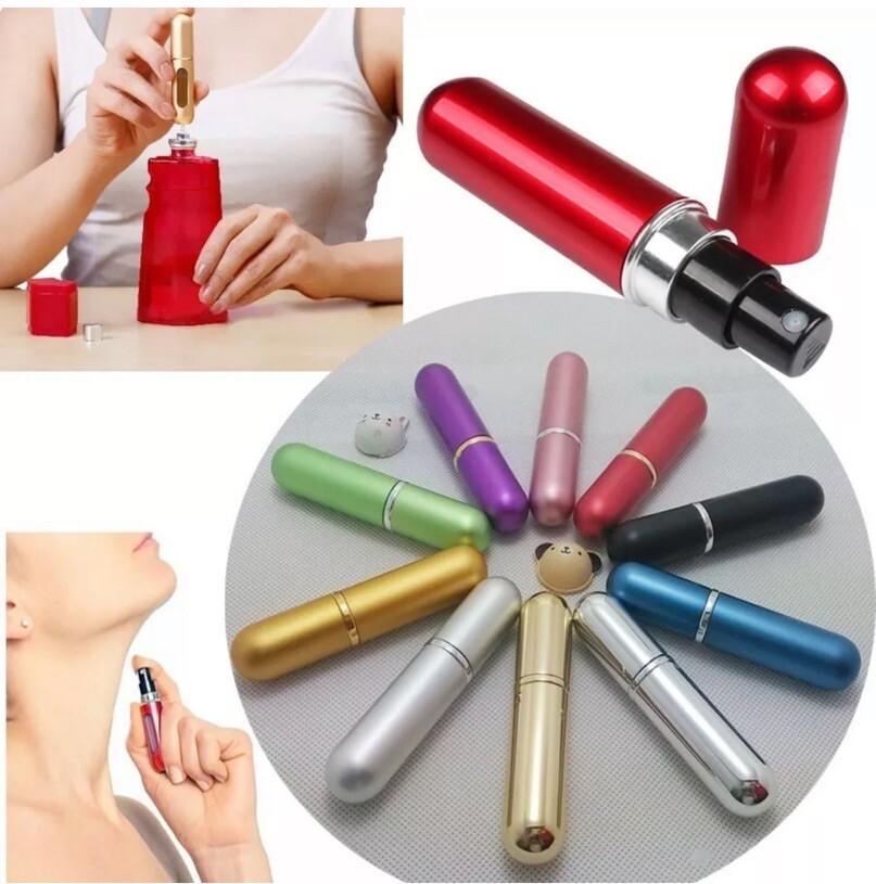 6PCS Mini Refillable Travel Portable Perfume Atomizer Bottle Spray Pump Case