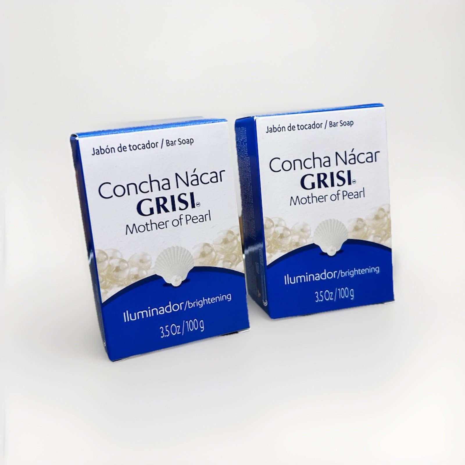 2 GRISI Concha Nácar Mother of Pearl Brightening Bar Soap, White 3.5 oz Each