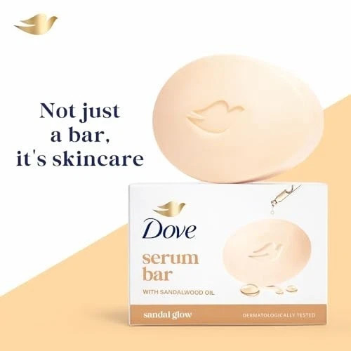Dove Sandal Glow Serum Bar 125g x 3 Sandalwood Oil Bath Soap