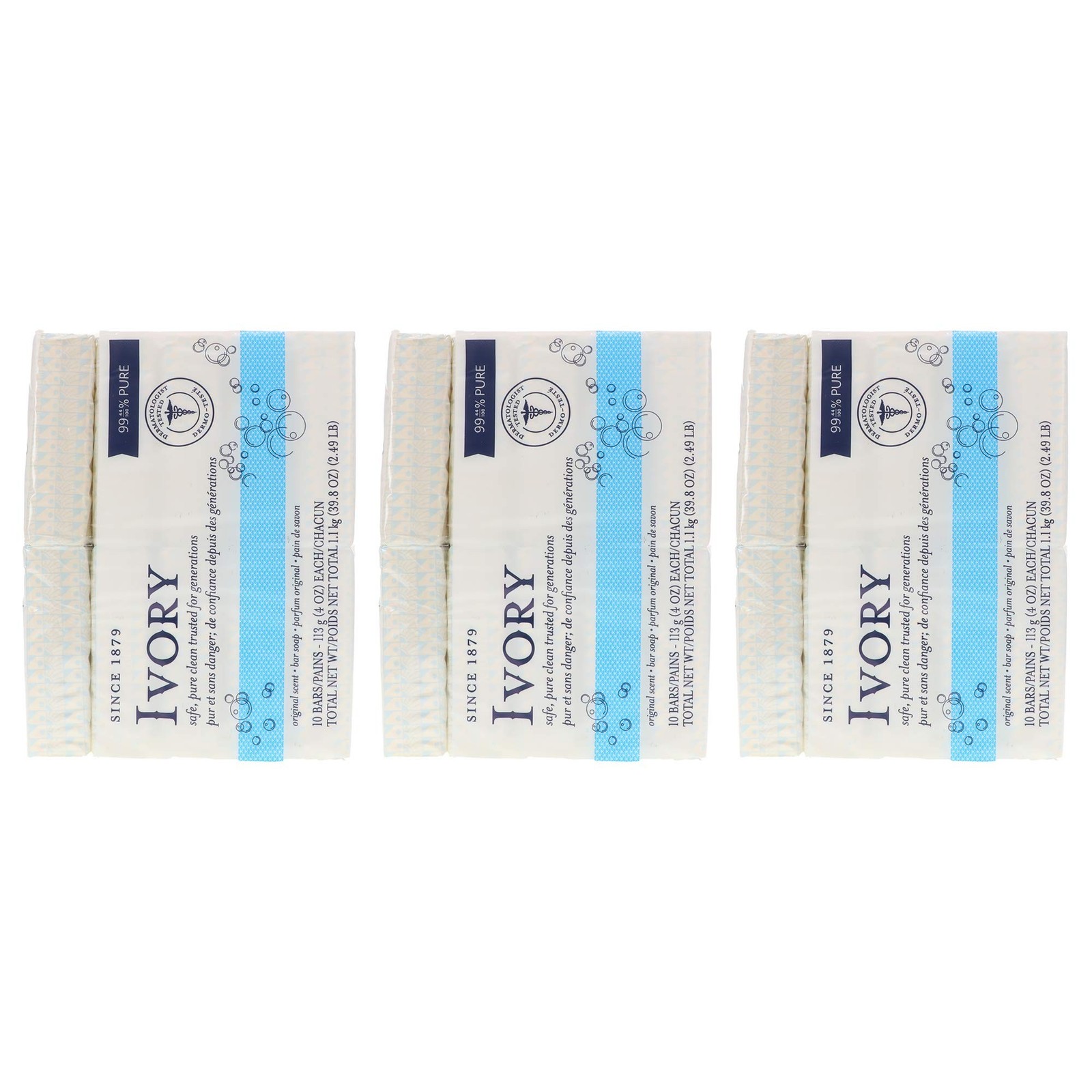 Ivory Soap, Original 4 oz Bars 10 ea (Pack of 3) 4 Ounce (Pack of 30)