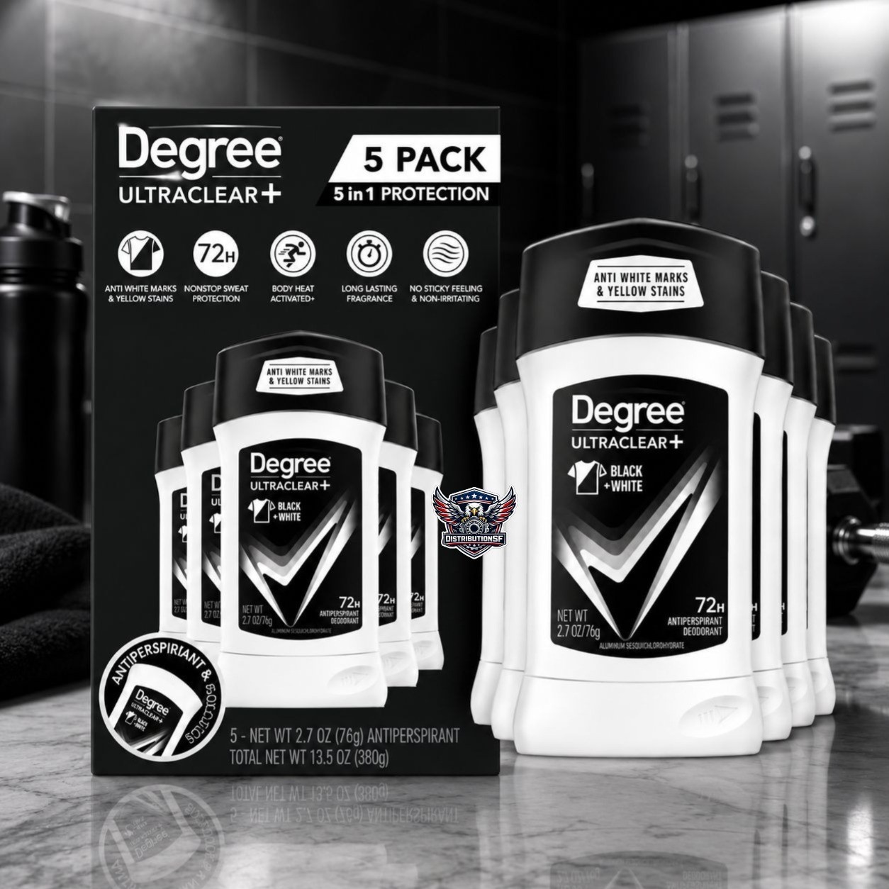 Degree UltraClear+ Black + White Antiperspirant Deodorant Stick 72H 5 Pack 2.7oz