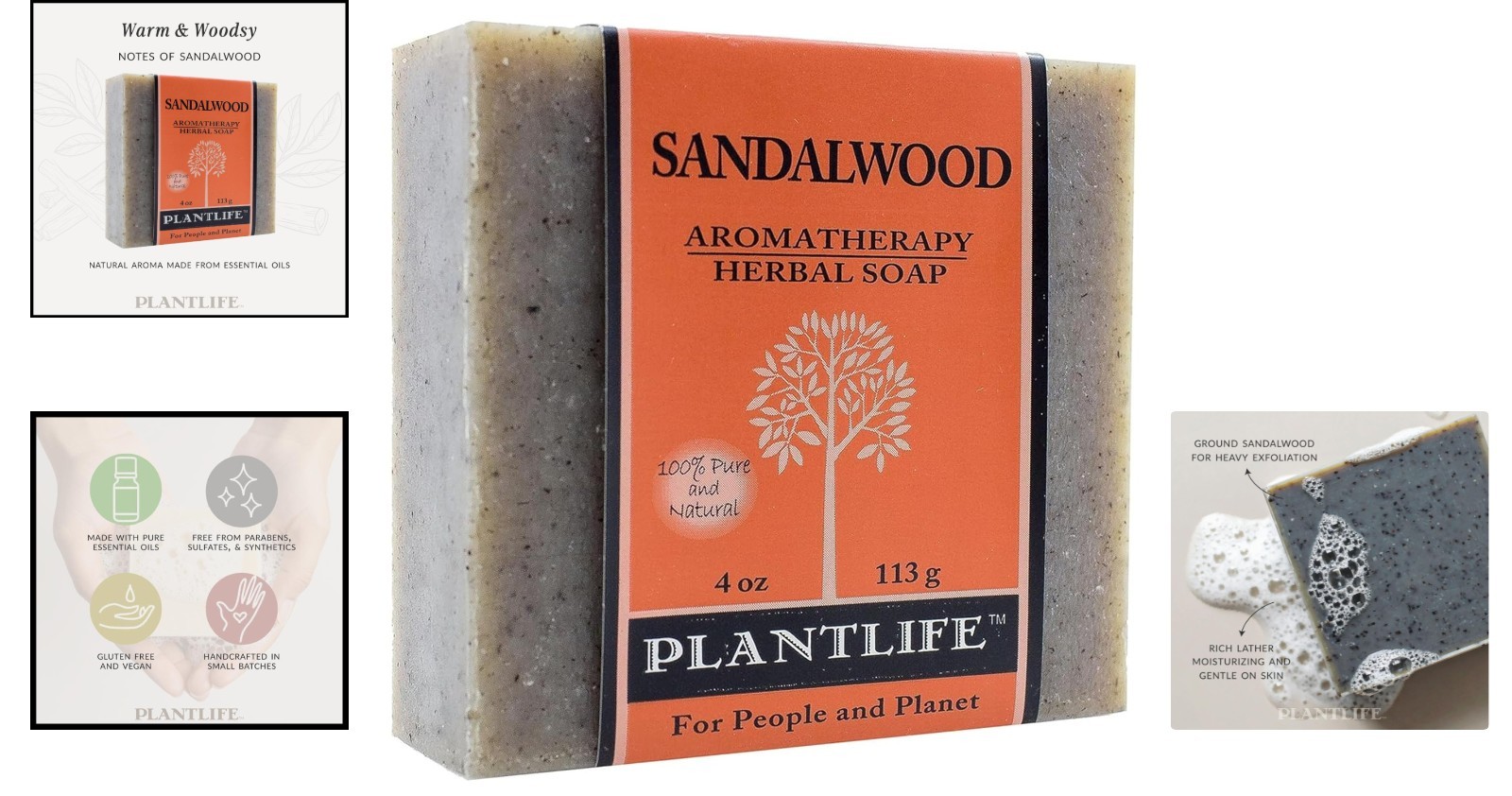 4 oz Handcrafted Sandalwood Soap – Gentle Moisturizing for All Skin Types