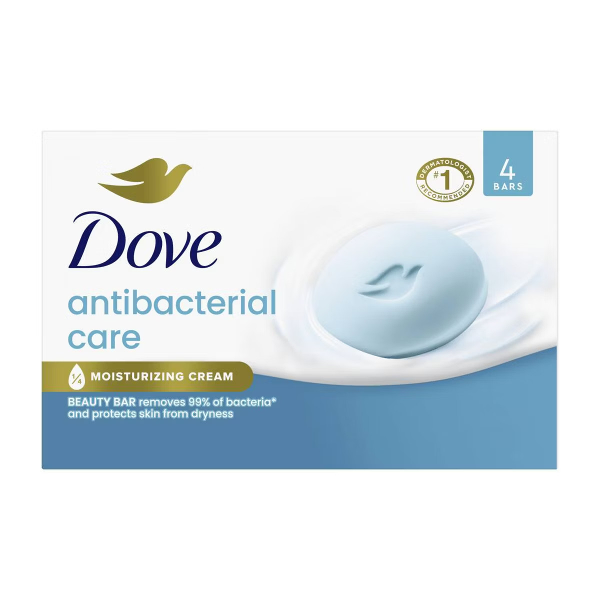 Dove Antibacterial Care Beauty Bar Soap, Moisturizing Cleanser , 3.75 oz