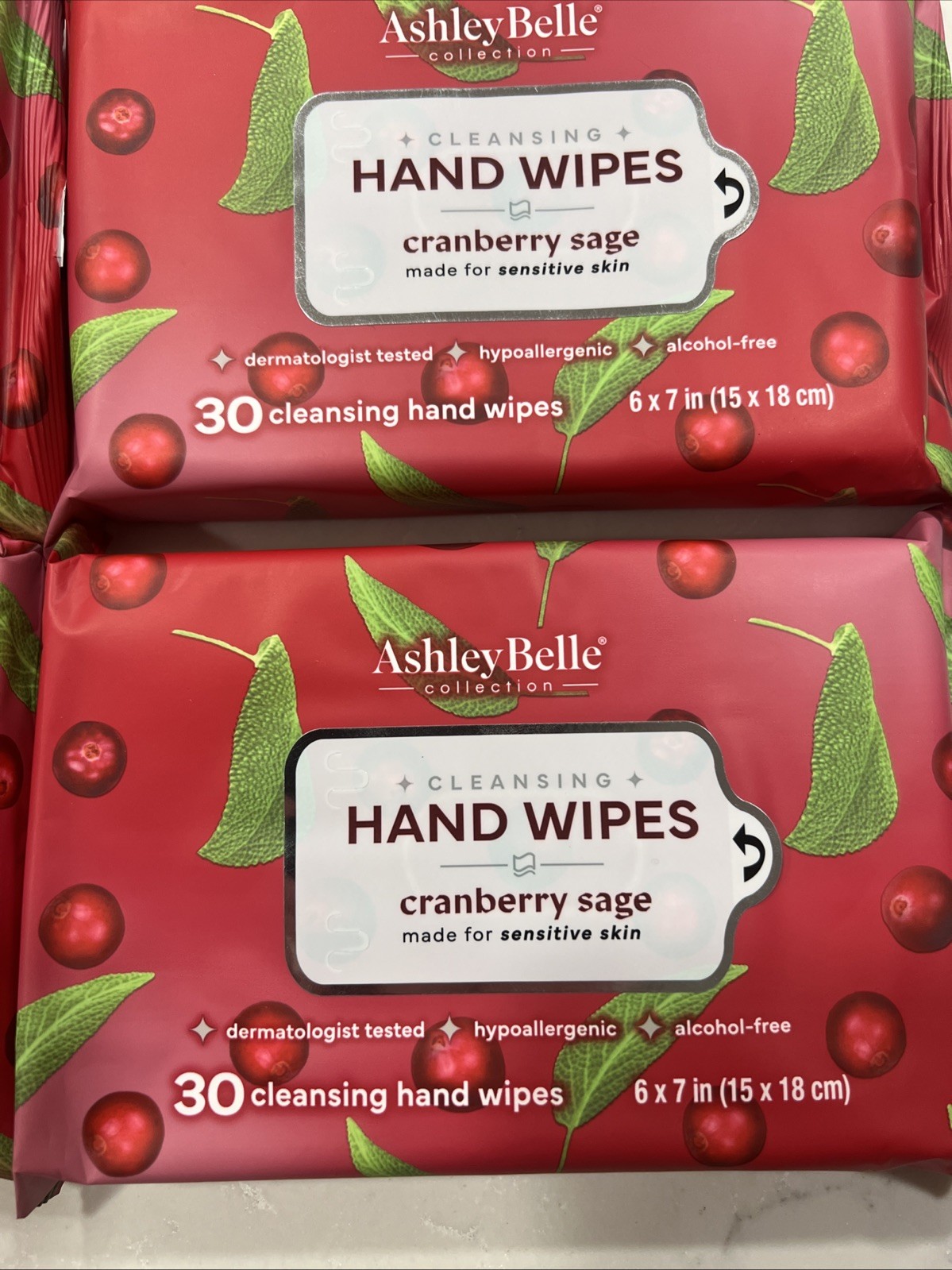Ashley Belle Hand Wipes Cranberry Sage 120 Total Lot Of 4 New