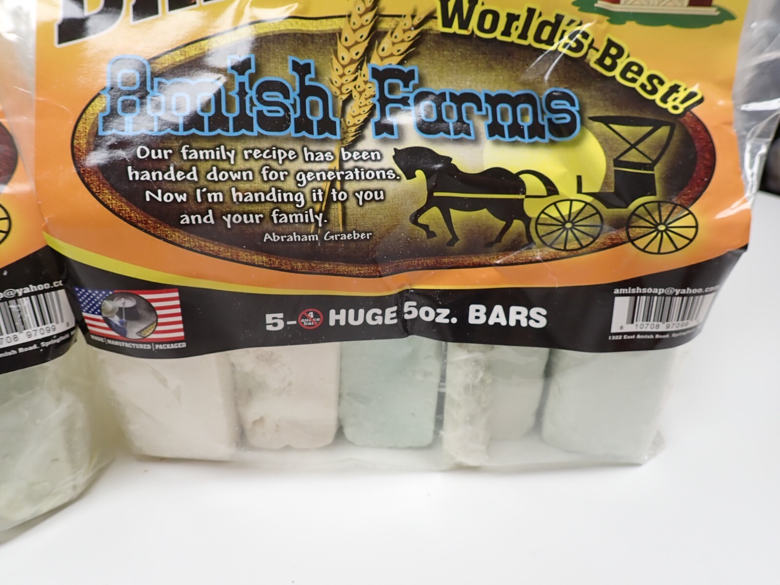 Amish Farms Bar Soap 15 Huge Bars 5oz Each Selling 3 Packs 5 Bars In Each Pack