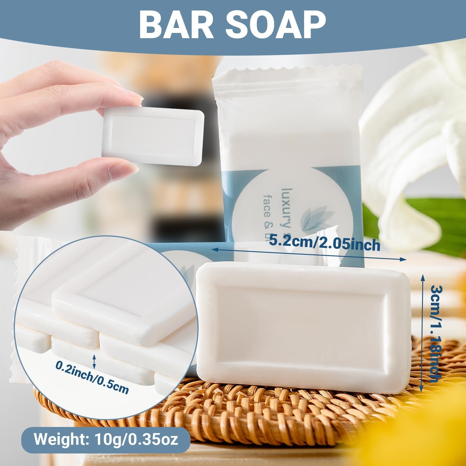 300 Pcs Mini Bar Soap Bulk 0.35oz Individually Wrapped Travel Size Toiletries
