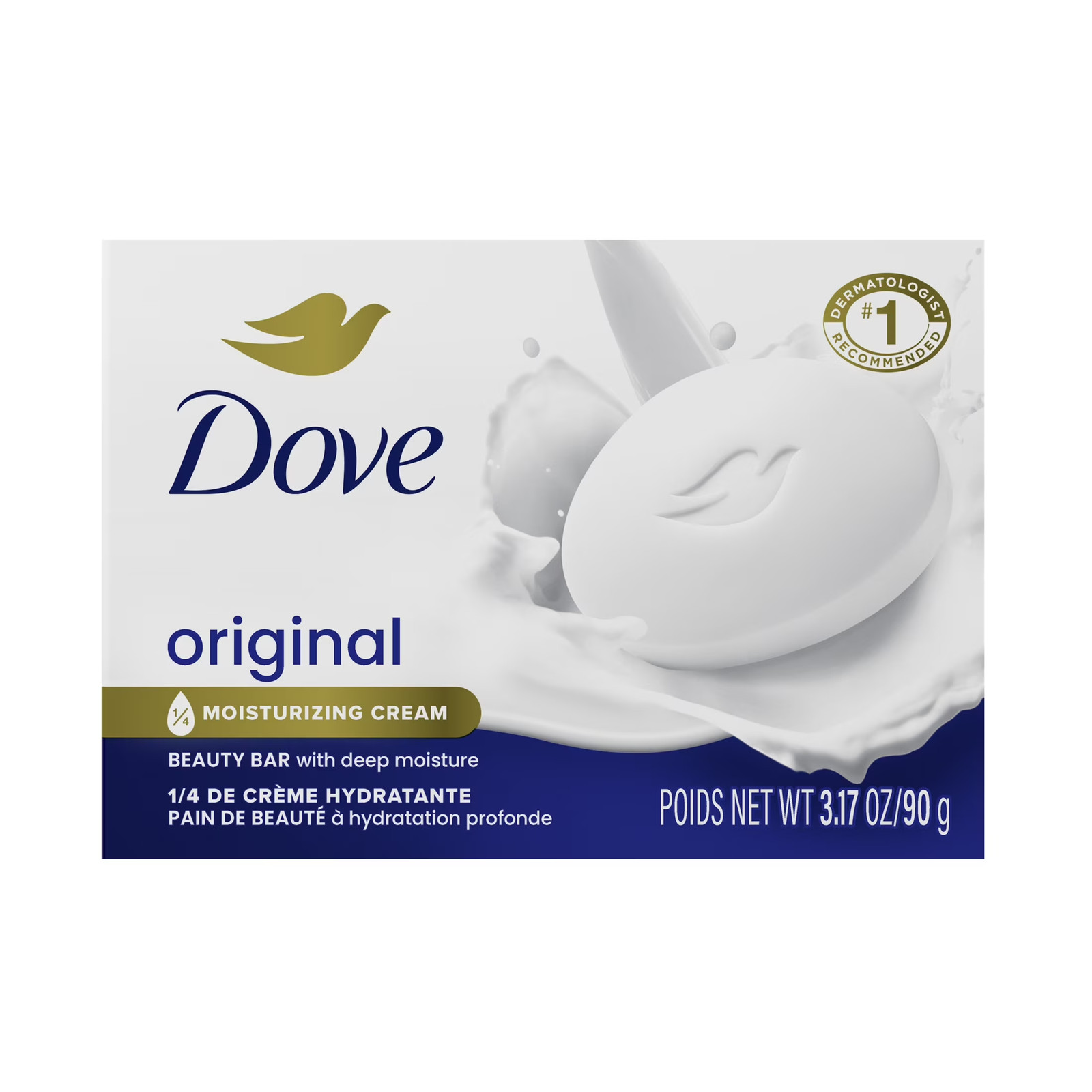 Dove Beauty Bar Original Gentle Skin Cleanser More Moisturizing than Bar Soap, 3