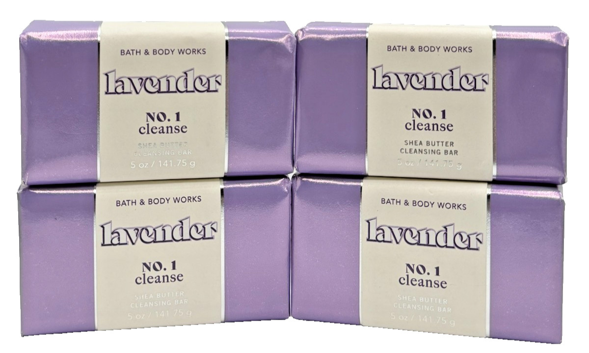 NEW Bath & Body Works Lot 4 Lavender No 1 Shea Butter Cleansing Bar Soaps 5 oz