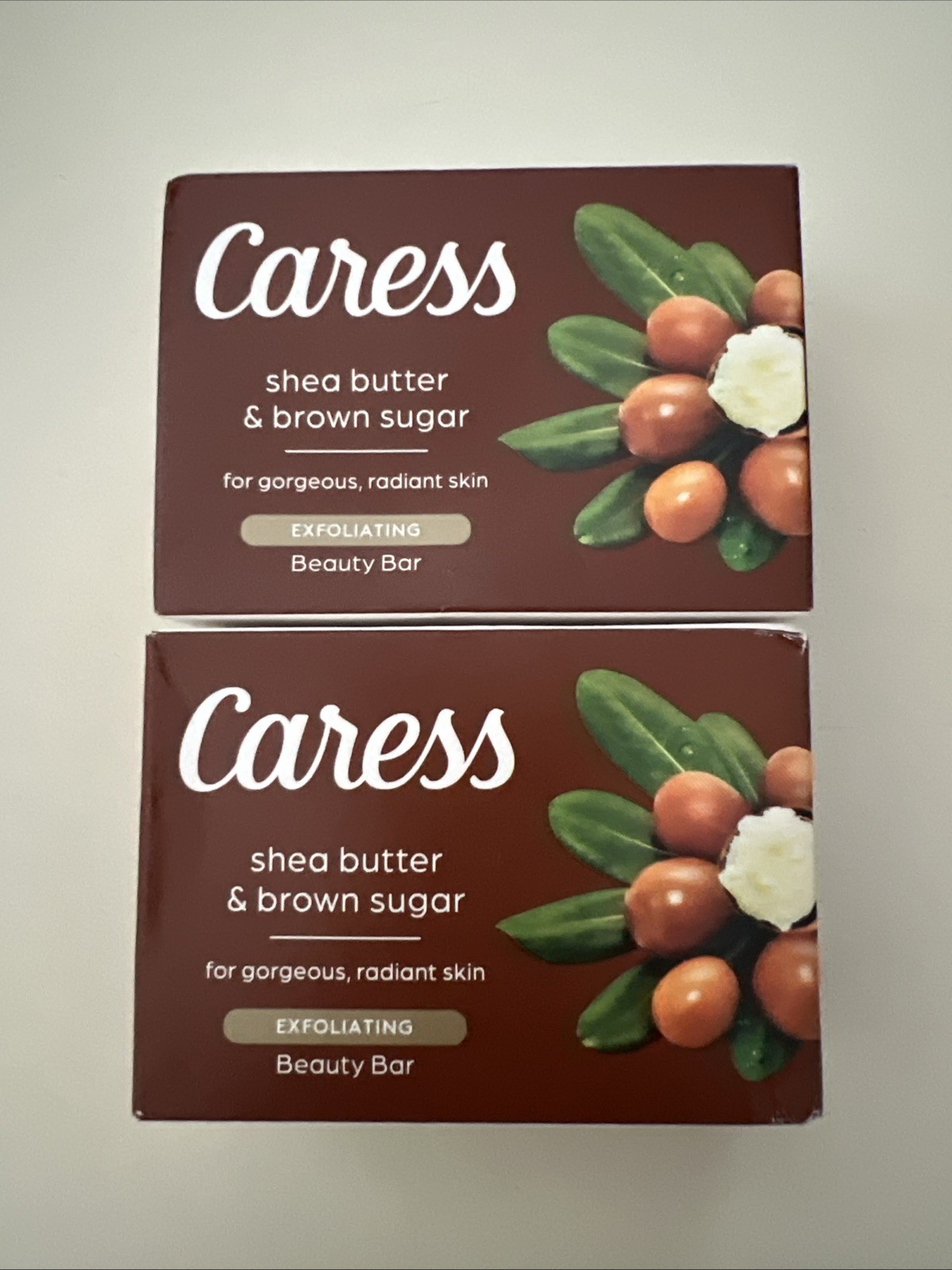 Caress Shea Butter & Brown Sugar Exfoliating Beauty Bar Soap 3.15 OZ ~ 2 Bars