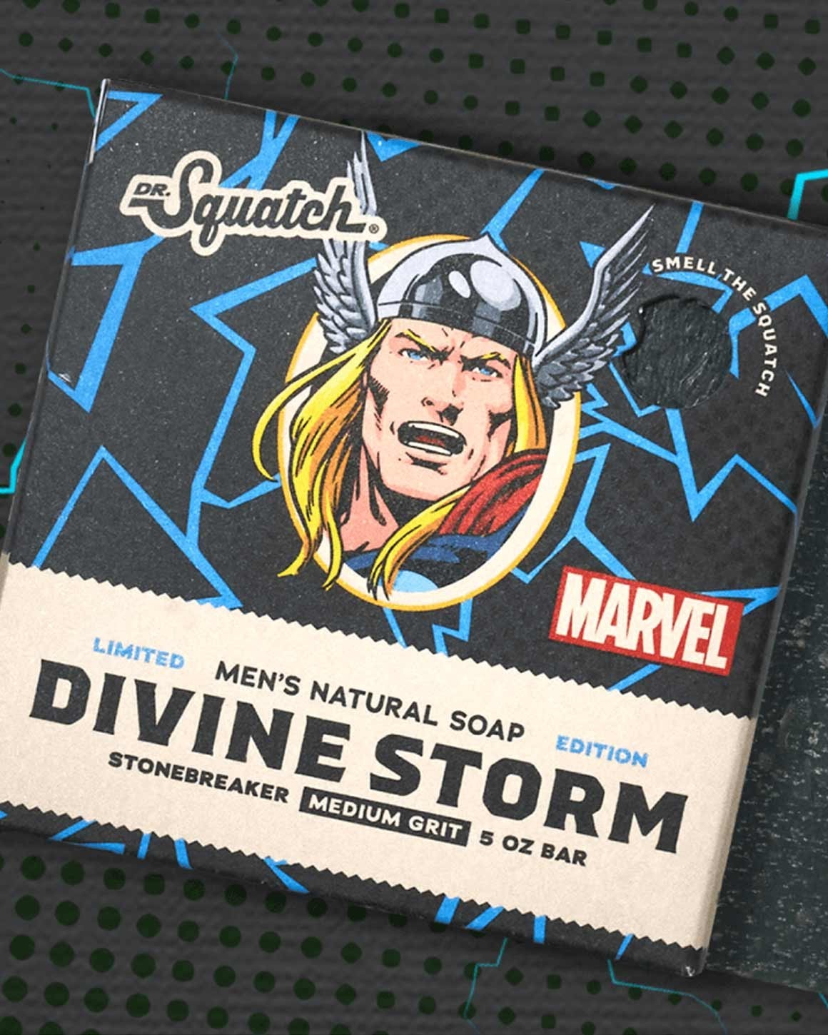 NIB~ Dr Squatch Marvel Soap Divine Storm Thor 5 oz 2x Bars Limited Ed Hero AX2