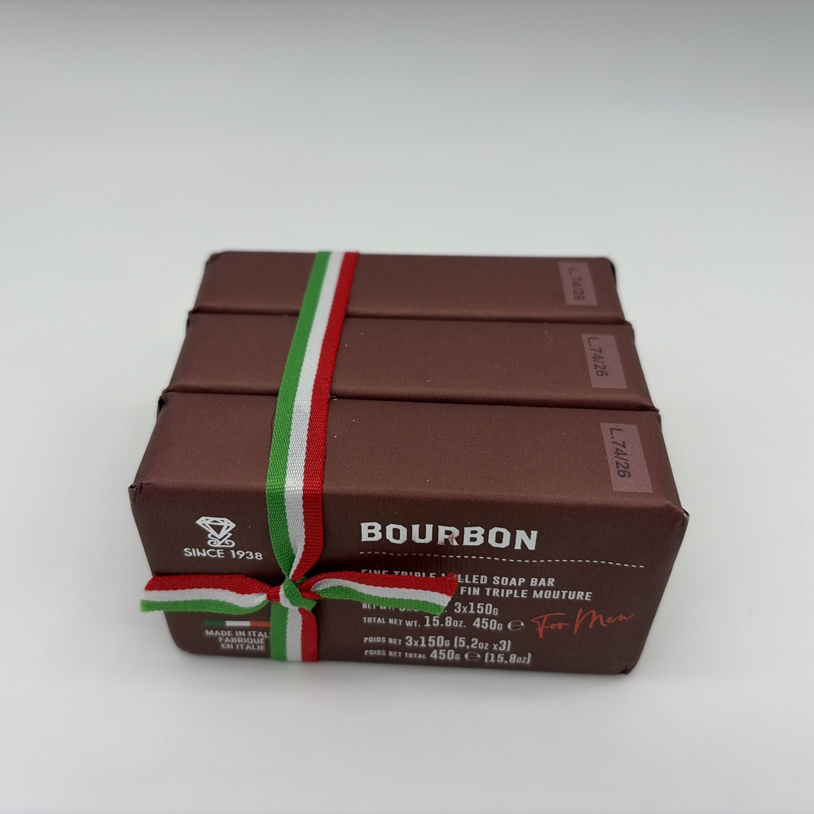 ZENI Bourbon FINE TRIPLE MILLED SOAP BAR (3 BARS ) 5.3OZ EACH MADE IN ITALY New