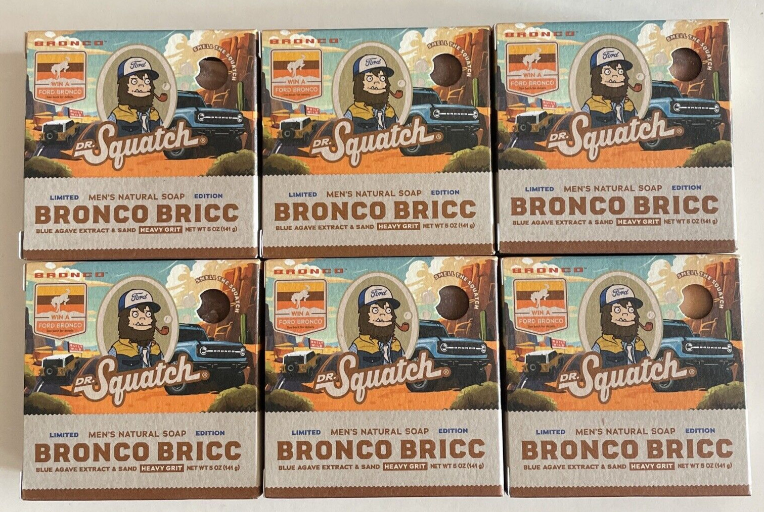 6 Dr. Squatch Natural Soap Bronco Bricc Heavy Grit 5 oz ea