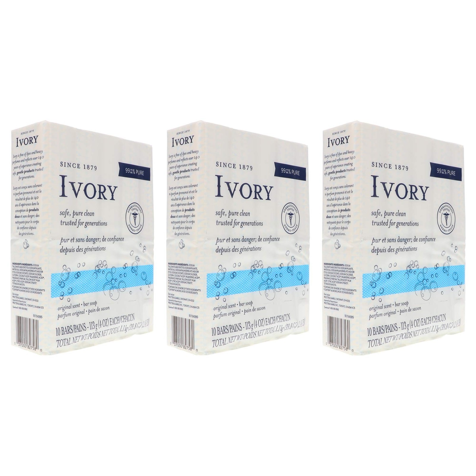 Ivory Soap, Original 4 oz Bars 10 ea (Pack of 3) 4 Ounce (Pack of 30)