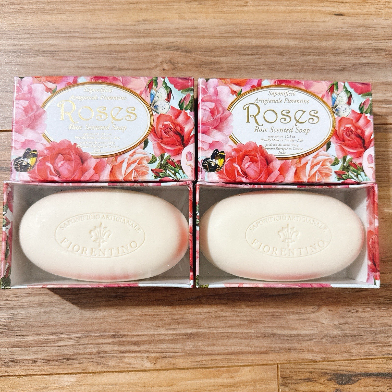2pcs SAPONIFICIO ARTIGIANALE Fiorentino Italian Rose Scented Bar Soap Box Sealed