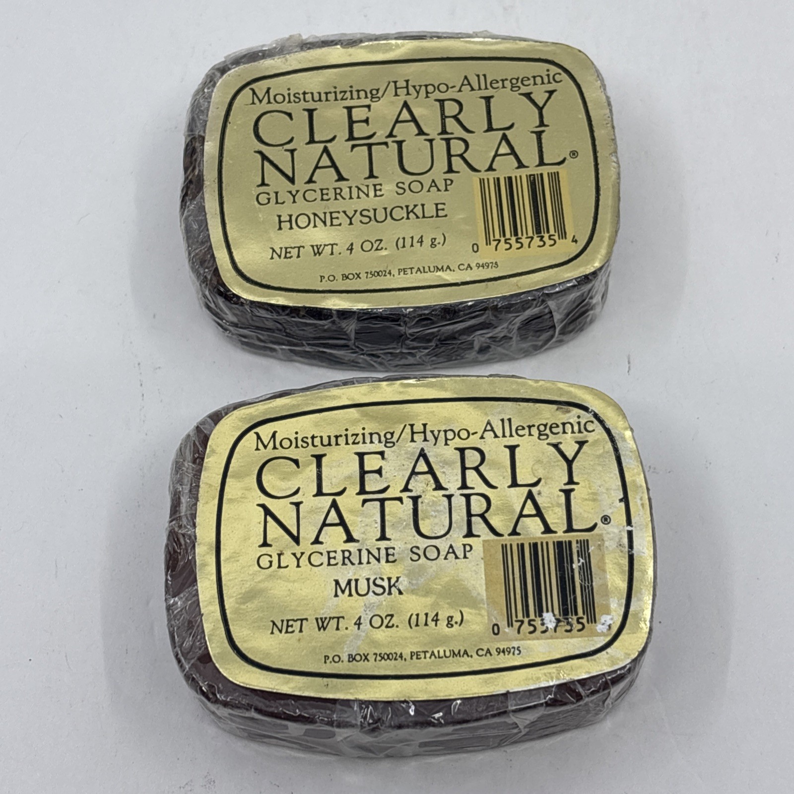 Vintage Clearly Natural Hypo Allergenic Glycerine Soap Bars Honeysuckle Musk